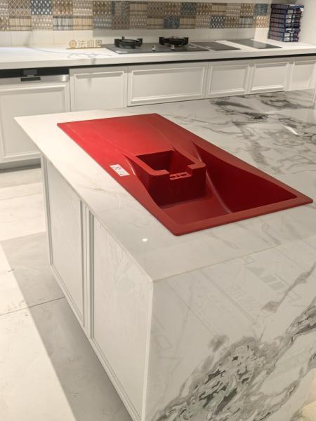 Fadior Full Stainless Steel Custom Kitchen Cabinet - Elegant White & Mint Green, Island Layout