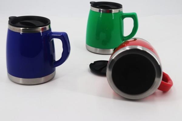 Insulated  Stainless Steel Mug 500ML Keep Warm Mug With Lids Plastic Outside