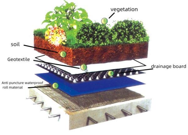 20mm Dimple Drain Sheet for Roof Garden and Retaining Wall in Modern Design Style