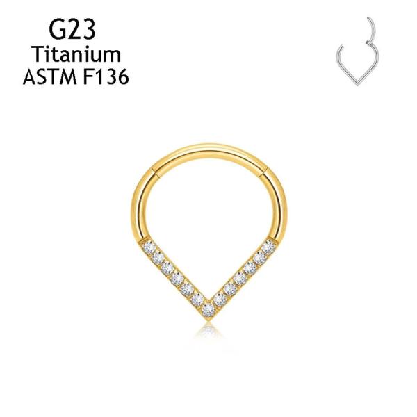 Joyería para la nariz de titanio y circonita 5A ASTM F136, piercing para el cuerpo con forma de gota de agua