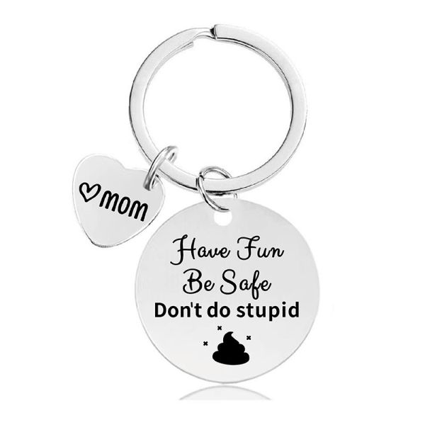 Key chain pendant Mother's Day gift Christmas stainless steel hanging ornaments engraved words logo key chain wholesale