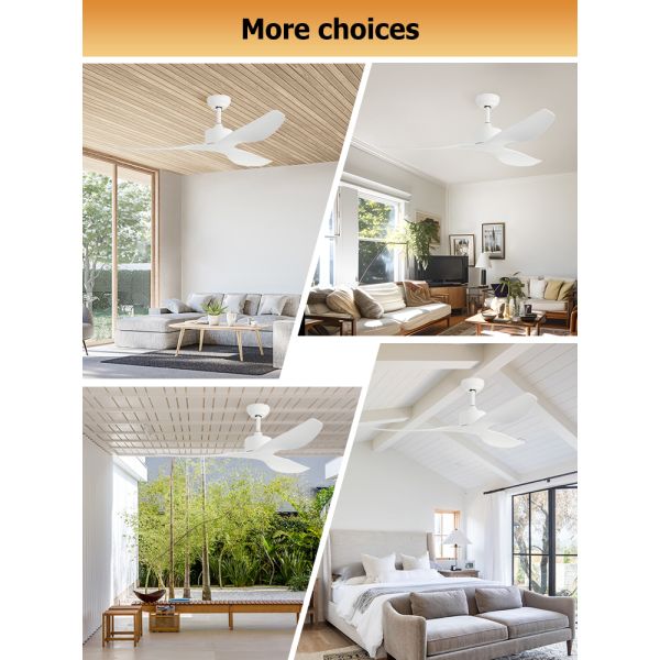 52 polegadas de lâmina branca regulavel velocidade do vento controle remoto ventilador de teto para sala de estar