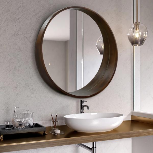 24 Inches Black Framed Vanity Mirror , Custom Framed Mirrors For Bathrooms