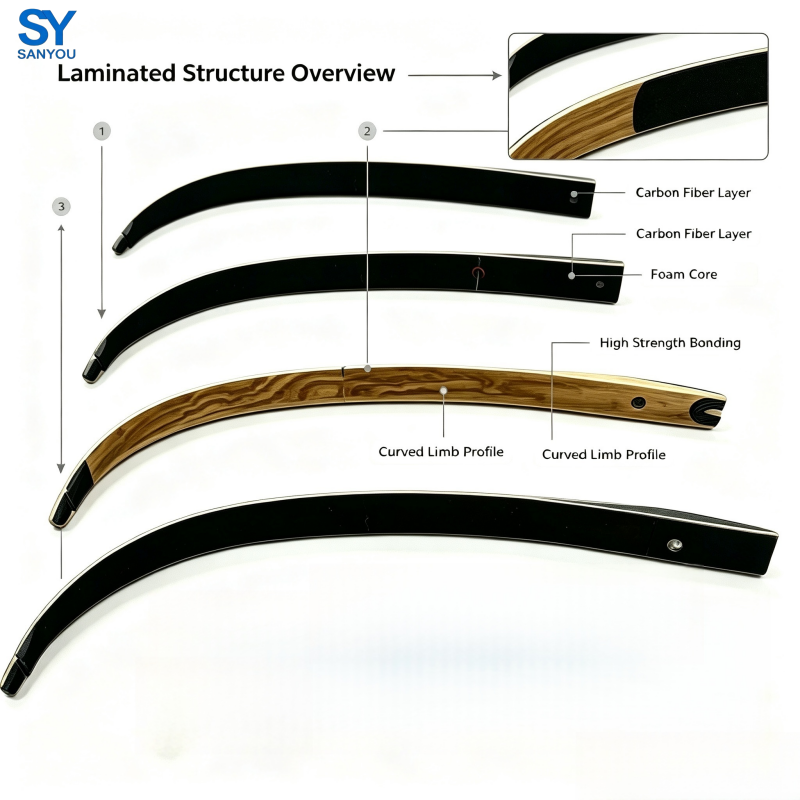 Smooth Varnish Laminated recurve bow limbs 24 Inches length 20-50 Lbs draw weight durable and archery equipment for professional