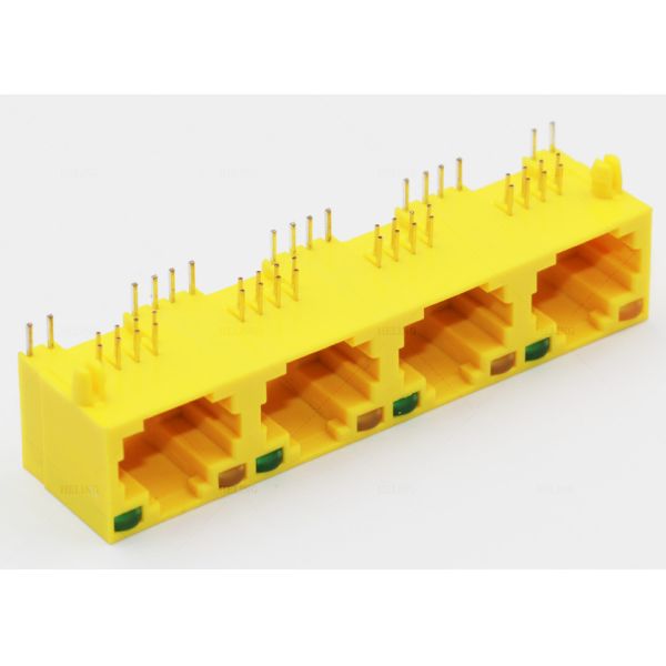 4 Лан губной гармоники портов спаренных РДЖ45 Джек для цвета маршрутизаторов сети желтого