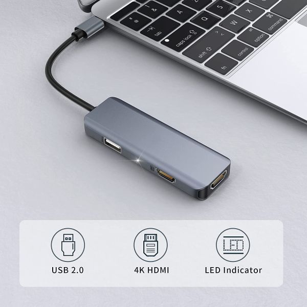 3 в 1 USB Хаб HDMI адаптер USB C к USB 2.0 адаптер Slim Dock для Mac