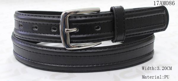 Normal Buckle PU Mens Dress Belts Feather Edges / Stitching Decoration