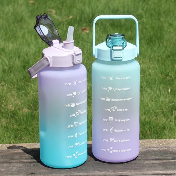 2000ML Portable Outdoor Custom Drinking Cups Motivational Gallon Water Bottle