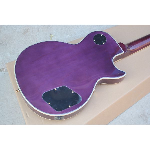 Custom Purple Electric Guitar with Left Handed,Flame Maple Veneer,Gold Hardware,22 Frets,White Binding