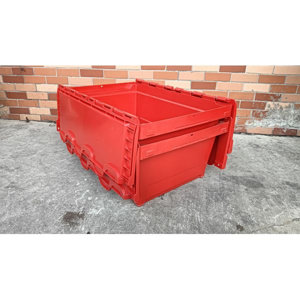 Impact Resistant PP Plastic Attached Lid Containers Standard Toteboxes 600x400mm Customized Color and Large Logo Printing for Loading
