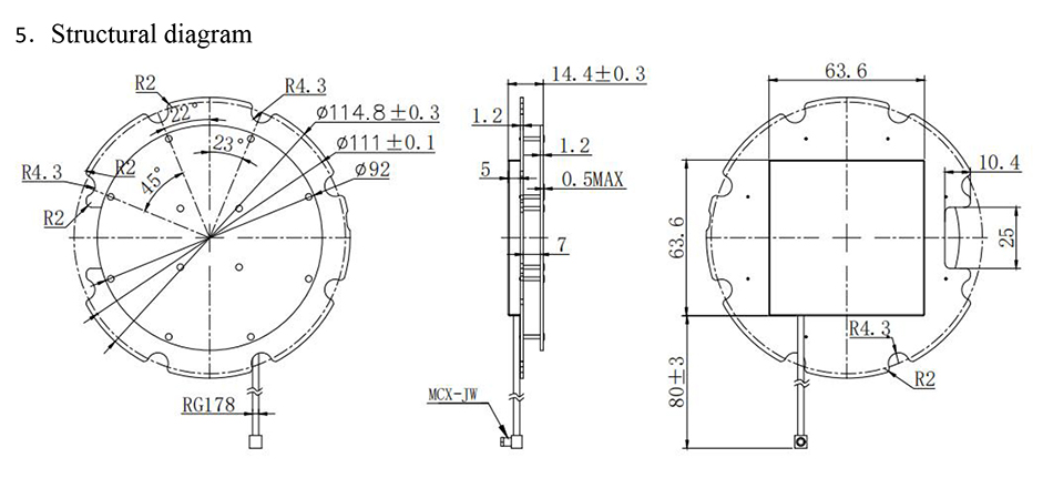 Air Medium GNSS Antenna Built In Measurement For Surveying And Mapping HT-T380