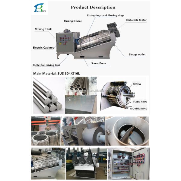 500kg Weight Screw Press Sludge Dewatering Machine for Wastewater Treatment Systems