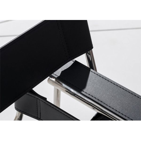 Saddle Stainless Steel Lounge Chair Living Room Metal And Leather Armchair