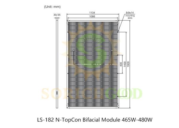 465W Bifacial Monocrystalline Silicon Panels For Environmental Conditions