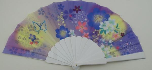 Party 23cm Folding Plastic Hand Held Fans / Wedding Favor Fans , with printing fabric