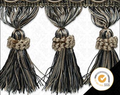 By the Yard-4 Taupe Mix Tassel Fringe Trim Fabric Fringe for Lampshade Lamp Costume Pillow Curtains Home Decor