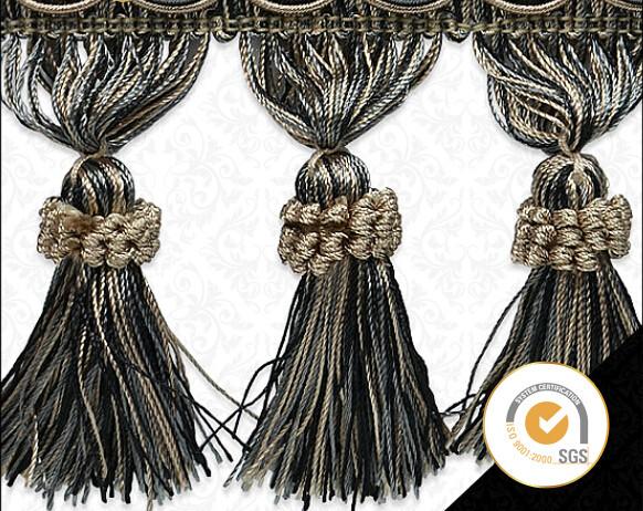 By the Yard-4 Taupe Mix Tassel Fringe Trim Fabric Fringe for Lampshade Lamp Costume Pillow Curtains Home Decor