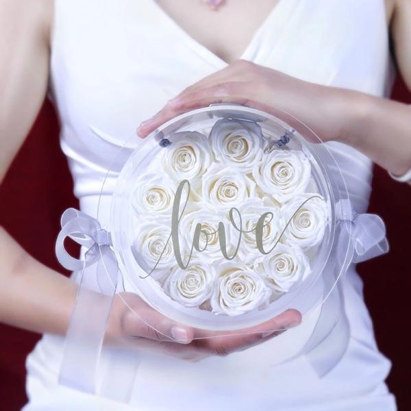 Wholesale Forever Lasting Natural Preserved Real Roses in Acrylic Gift Box Valentines Day Gift