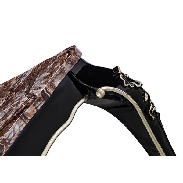 Luxury Paint Carved Ebony Nordic Marble Dining Table , European Style Dining Table