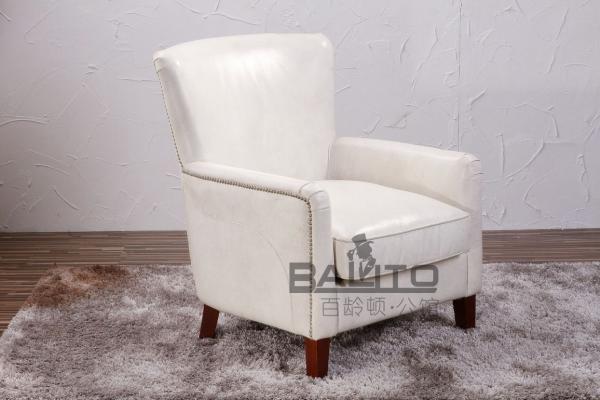 antique white leather chair,#2012