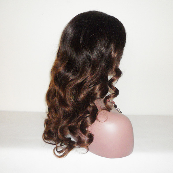 8A grade Ombre Color Brazilian Human Hair Body Curl Full Lace Wigs