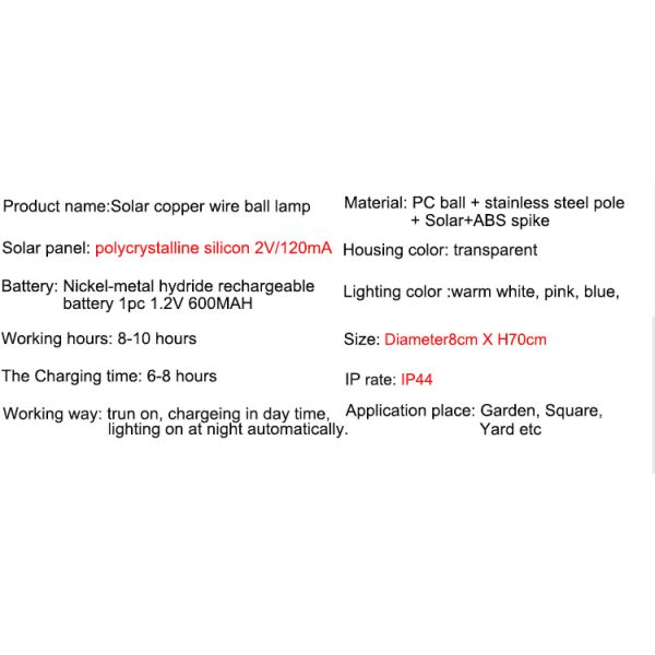 Solar Copper wire ball lights Garden Decoration Plugin Ground Lamp Lawn Lamp