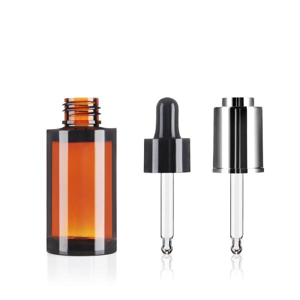 o cosmético 30ml engarrafa a parede pesada Amber Plastic Bottles With Dropper