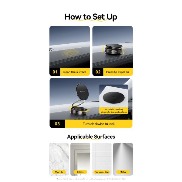 ESSAGER ES-ZJ35 Vacuum Suction Magnetic Car Mobile Phone Holder Foldable Zinc Alloy