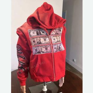 Unisex Distressed Hoodie com aparência desbotada e fechamento com fecho de fecho