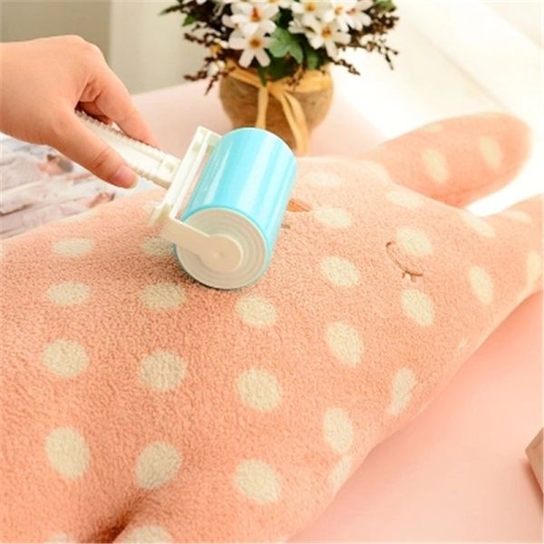 Blue Pet Hair Remover Lint Roller with Reusable Sticky Sheets and Washable Cover