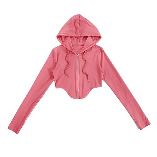 OEM European And American Women'S Solid Color Navel Lapel Zipper Long Sleeved Top