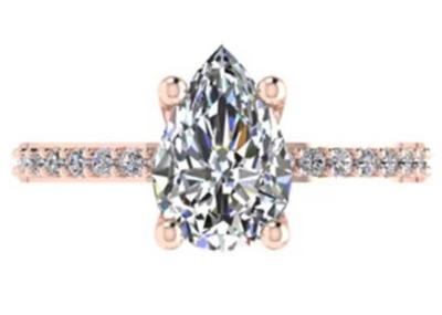 Pear Cut 18k Rose Gold Wedding Ring 10.67x7.23x4.1mm for Engagement