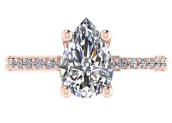 Pear Cut 18k Rose Gold Wedding Ring 10.67x7.23x4.1mm for Engagement