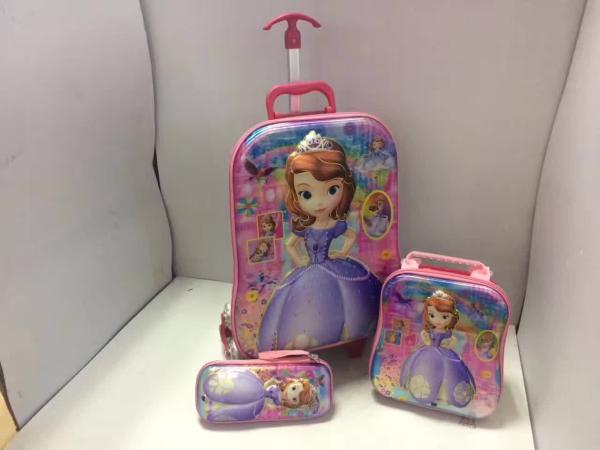 Hot sale   6D    Kids   Trolley  3 pcs / trolley school bags  / children travel bags