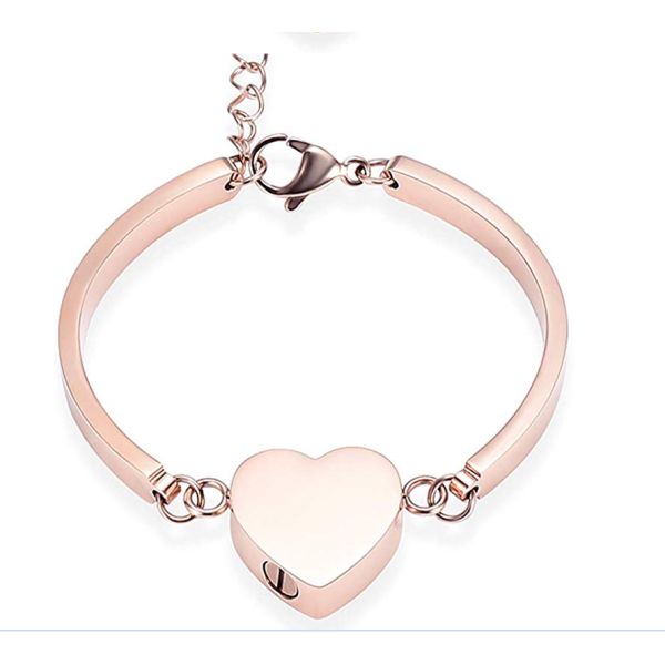 Adjustable Memorial Cremation Bracelet Rainbow Heart Urn Bangle For Ashes Keepsake
