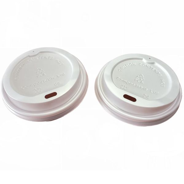 Custom Disposable Plastic CPLA Lids Compostable Coffee Lid PLA Biodegradable Cup Lid