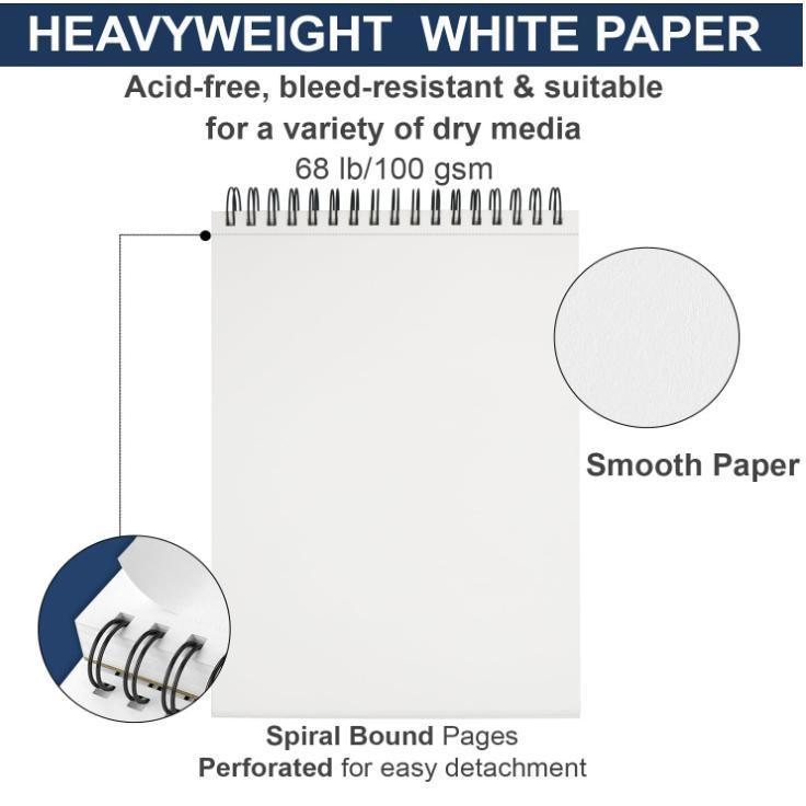 A5 Spiral Bound Sketchbook 100 Sheets of Sturdy Acid Free Drawing Paper for Adults Teens