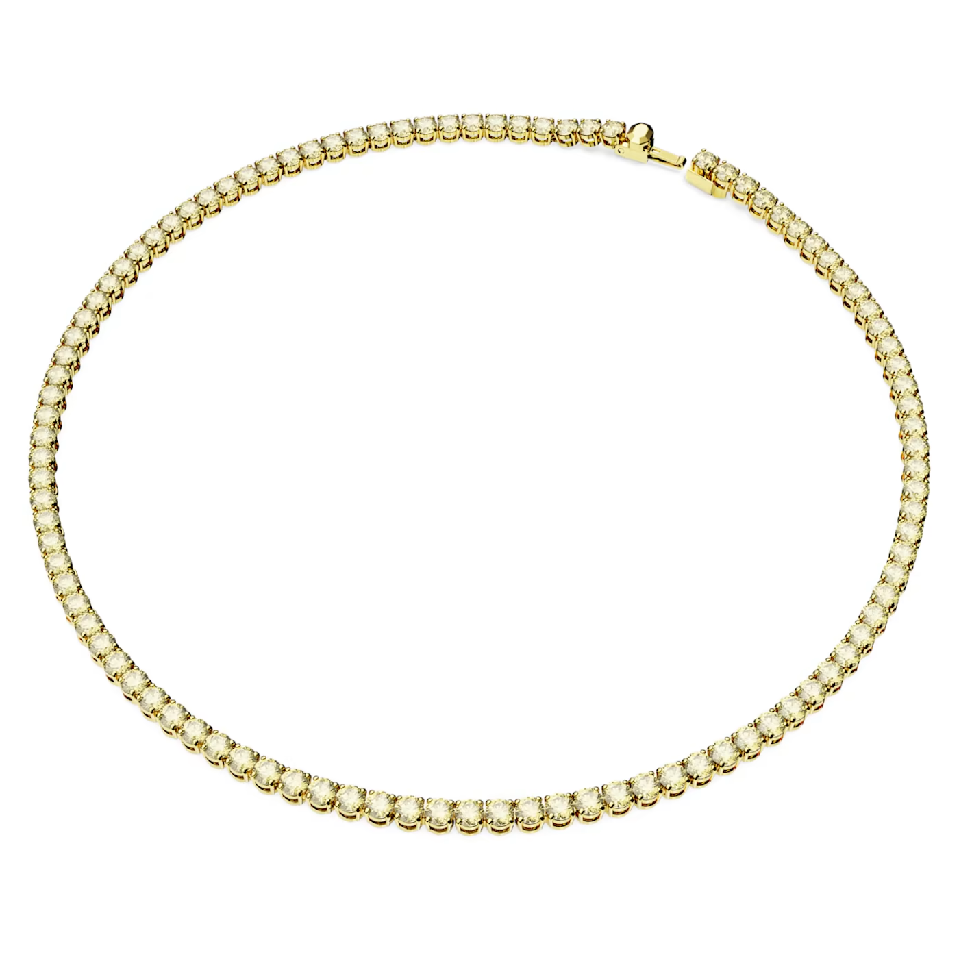 Matrix Tennis Necklace Round Cut Small Pink White Yellow Gold-tone Plated