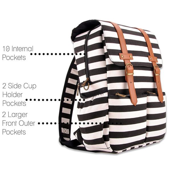 Unisex Canvas Baby Diaper Bags With Changing Pad And Stroller Straps