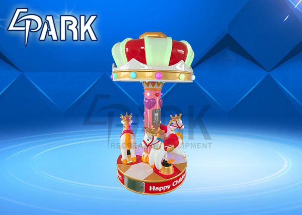 CE Amusement Game Machines , Central Park Happy Kiddie Carousel Ride 3 People With Fiberglass Material