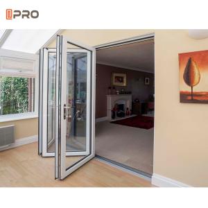 Soundproof aluminum folding door patio folding glass bi-fold door heat insulation windproof aluminum screen door swing door