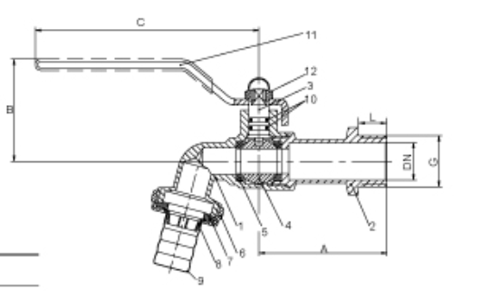 Bibcock Ball Valve With Brass / Zinc Body & PVC Filter Rubber Gasket Bibcock For Water