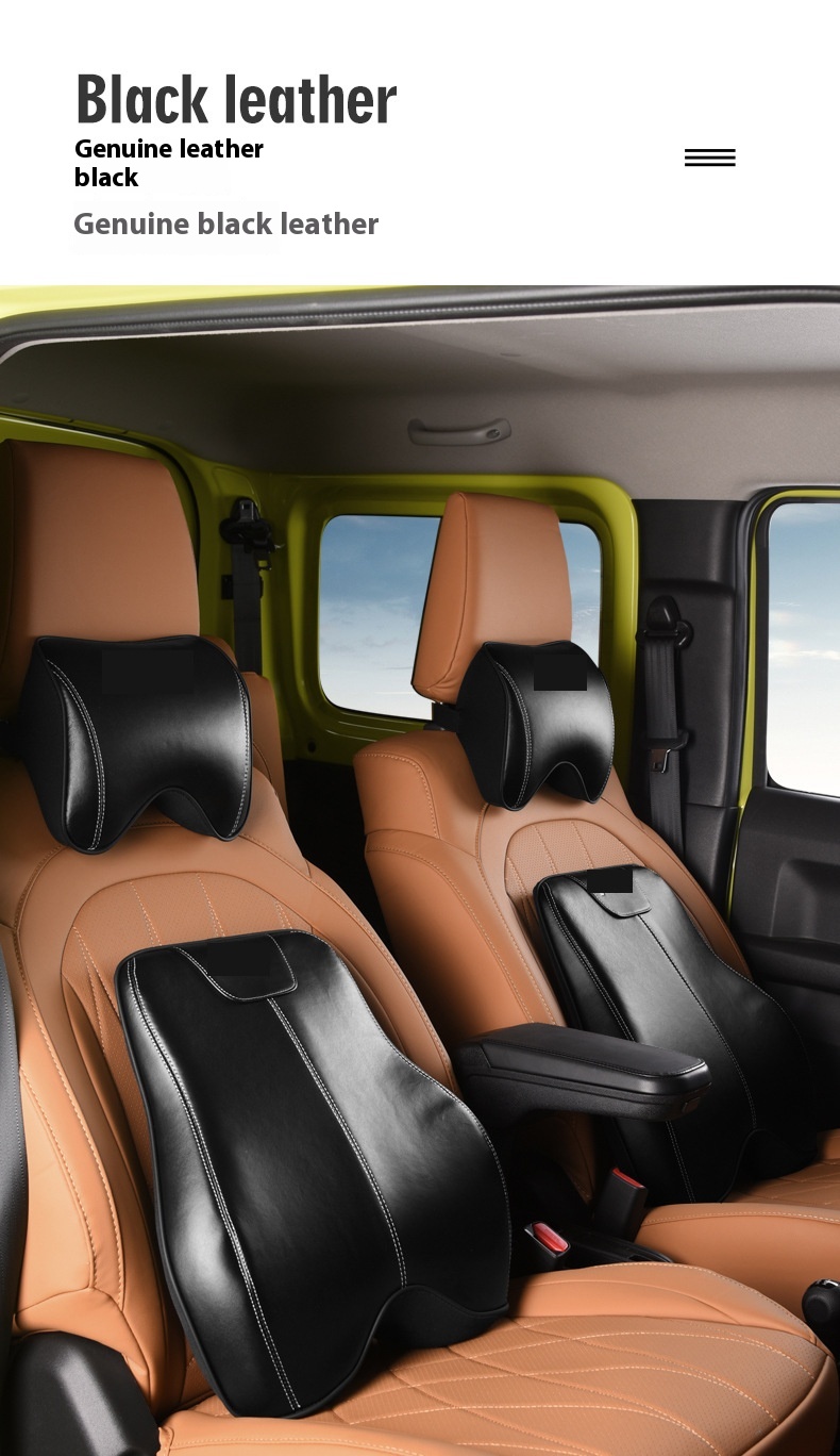 For Suzuki Jimny Interior Modification Neck Pillow Car Backrest Lumbar Support Cushion in Leather for Jimny
