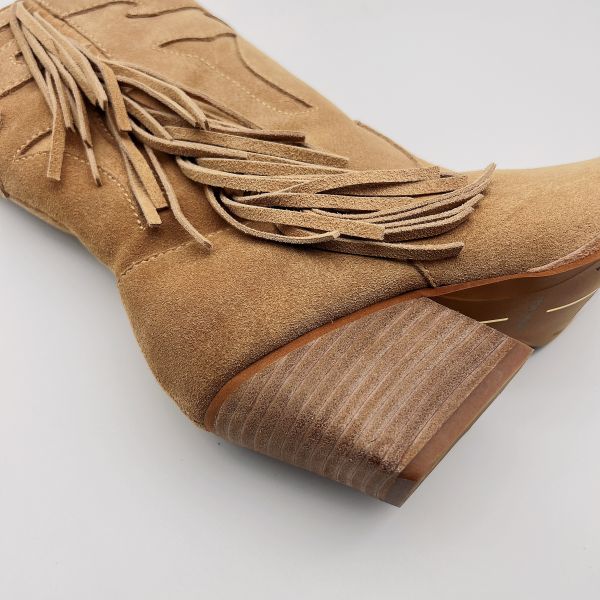 Bone Womens Leather Dress Ankle Boots Durable Brown Suede Tassel Boots