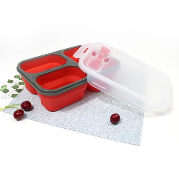 3 Compartments Dishwasher Safe Collapsible Bento Box BPA Free For Kids