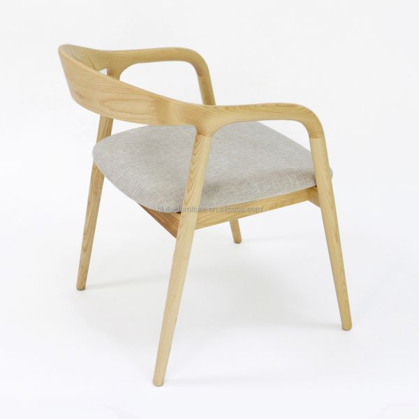 Simple Wooden Armchair Fabric Lounge Restaurant Nordic Wooden Dining Coffee Tea Leisure Chairs Solid Wood Dining Chair OEM/ODM