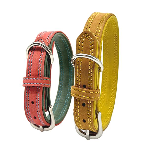 Colored Genuine Leather Pet Collar – Stylish, Durable, Comfortable Fit