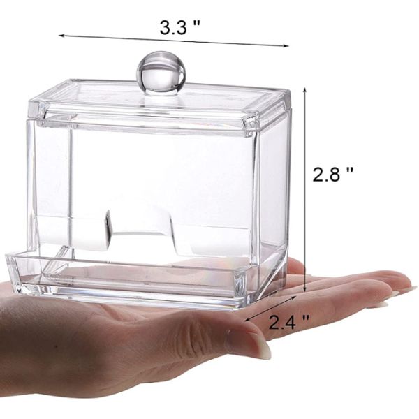 7 OZ Cotton Swab Pads Holder Cotton Buds Ball Dispenser Clear Apothecary Jar