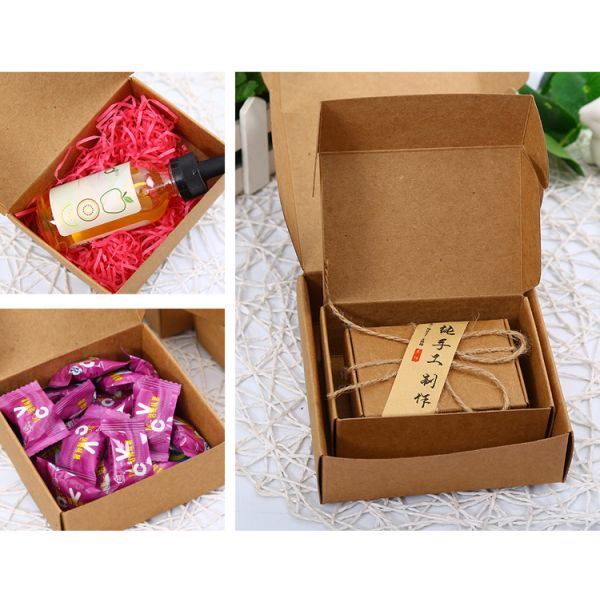 Foldable Rectangle Shape Food Grade Kraft Candy Box for Mini Snack Packaging