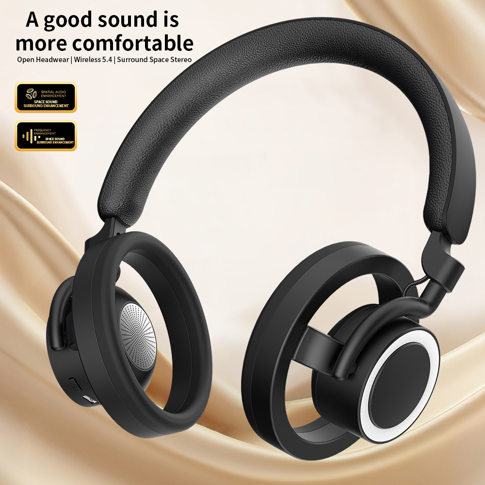 GR800 Open‑Top Open Ear Headphones, Directed Music Transmission Wireless Bluetooth Headset, 360° Surround Sound, Long Battery Life Over‑Ear Open Ear Stereo Headphones for Sports & Daily Use